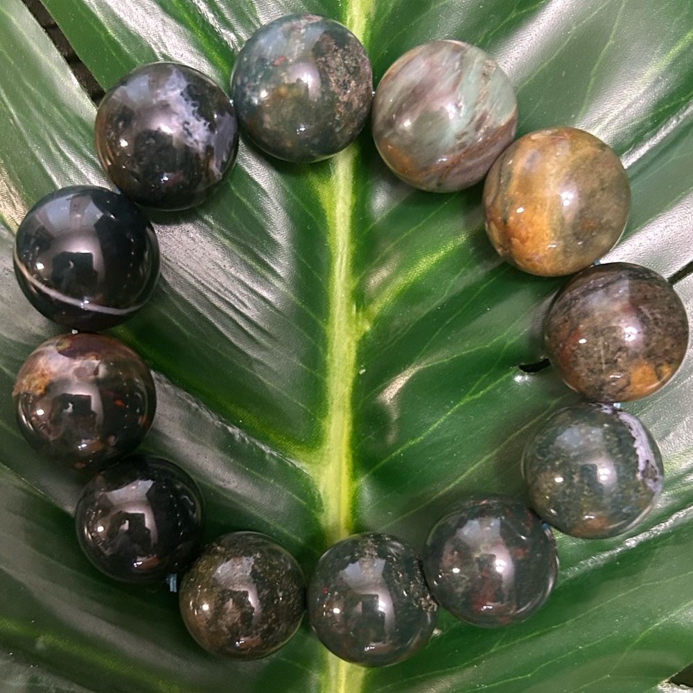 GORGEOUS green OCEAN JASPER CHUNKY 17mm handmade beaded bracelet